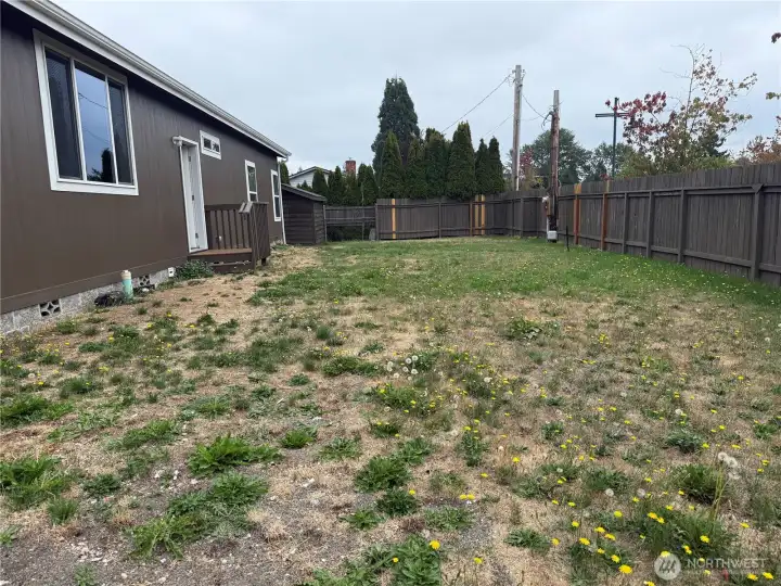 Fully fenced, level backyard!