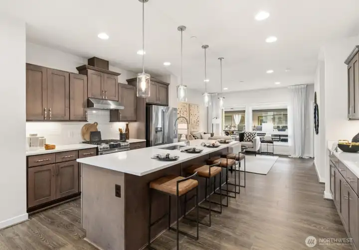 Modern kitchen and living area.