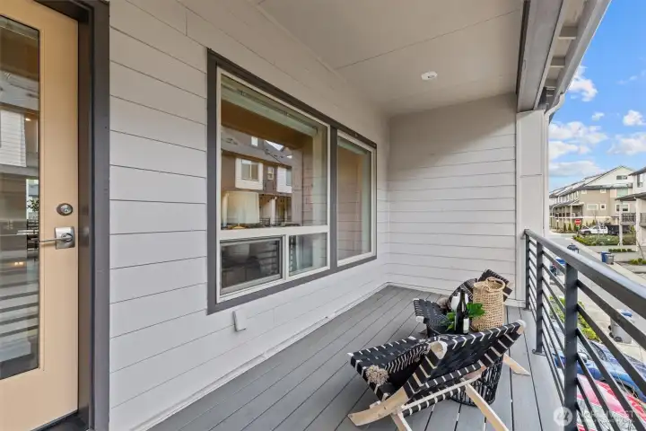 Balcony off main floor.