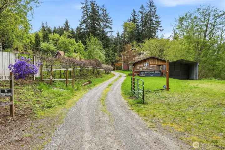 Front drive leading to home