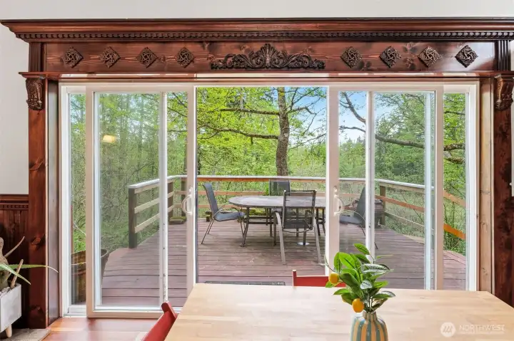 View of back deck from dining area