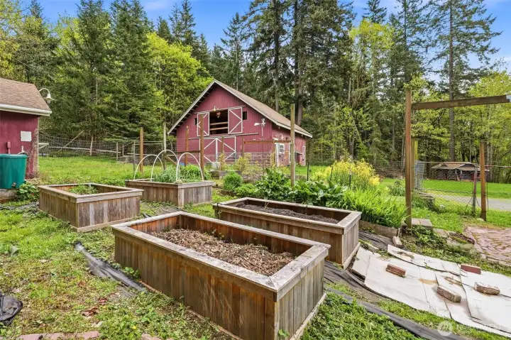View of barn from garden