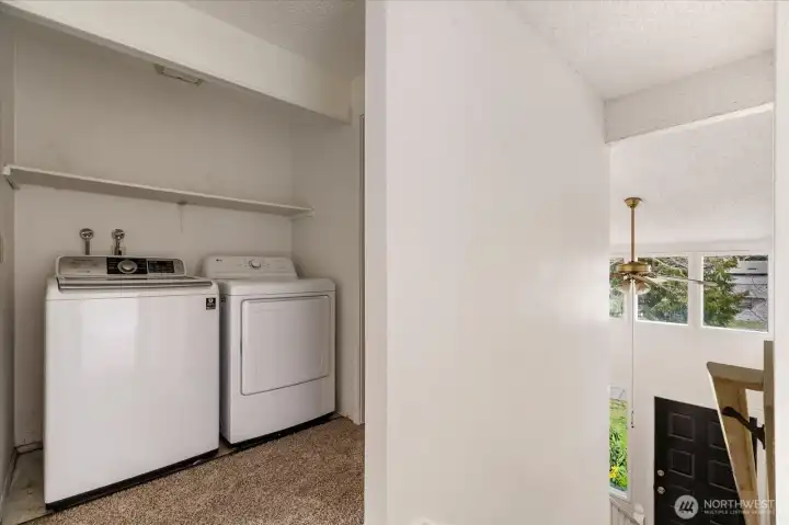 Laundry is upstairs! No need to haul heavy baskets up and down stairs.