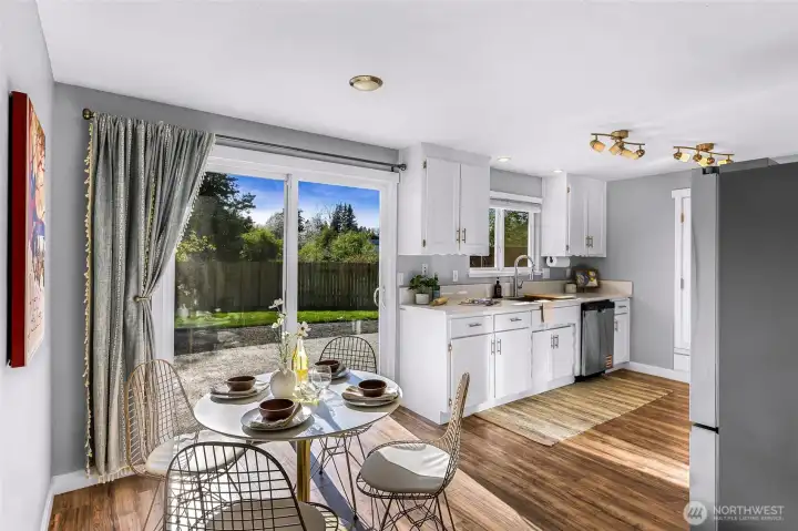 Easy flow from the living room to the kitchen