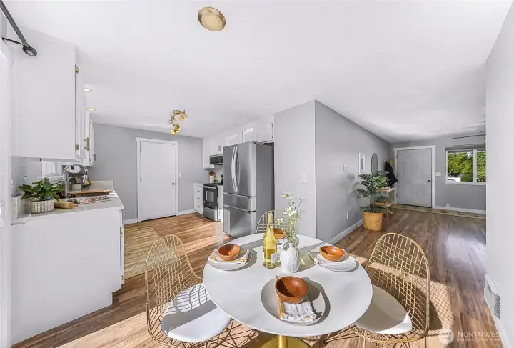 Nicely sized kitchen with easy flow into the eating space and living room.