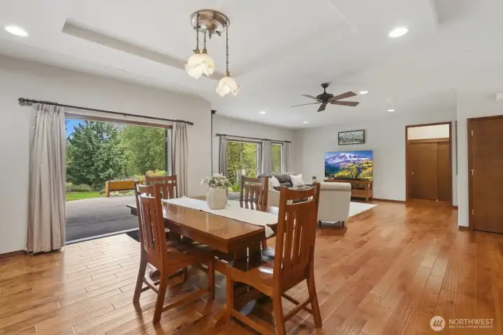 Dining area leading to covered patio