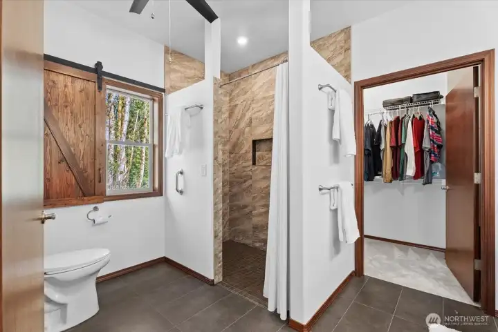 Owners bathroom with walk in shower