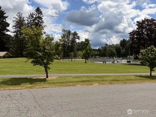 A view of the park and pool directly across the street.