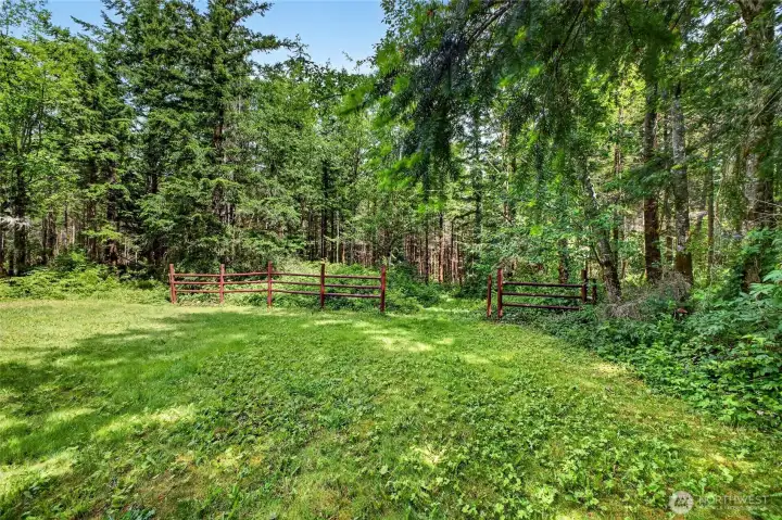 Trailhead to a large portion of the property