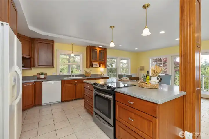 The chef's kitchen has room for all of your cooking needs plus room to gather.