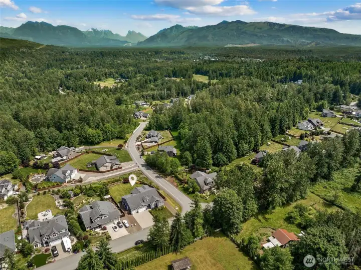 Aerial view of land and home Aerial view of land and home