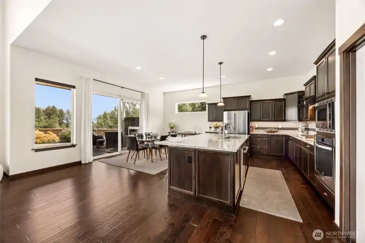 Sliding glass door to exterior covered deck and fireplace Sliding glass door to exterior covered deck and fireplace