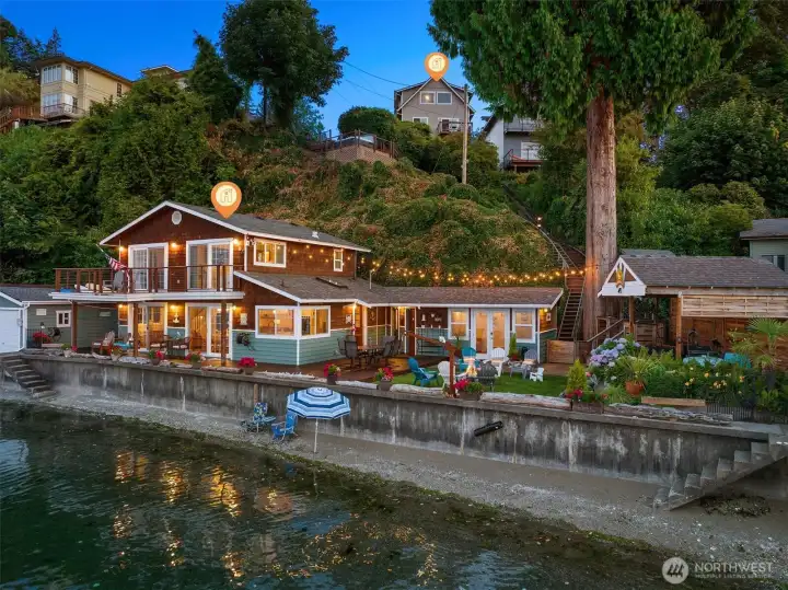 Waterfront fire pit—an inviting place to gather and enjoy the views.