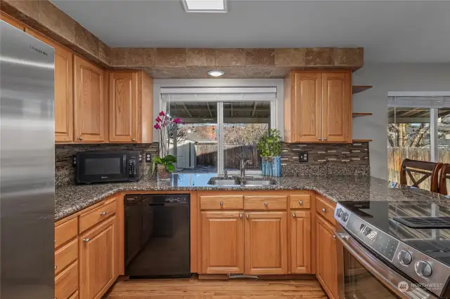 Kitchen looking towards backyard