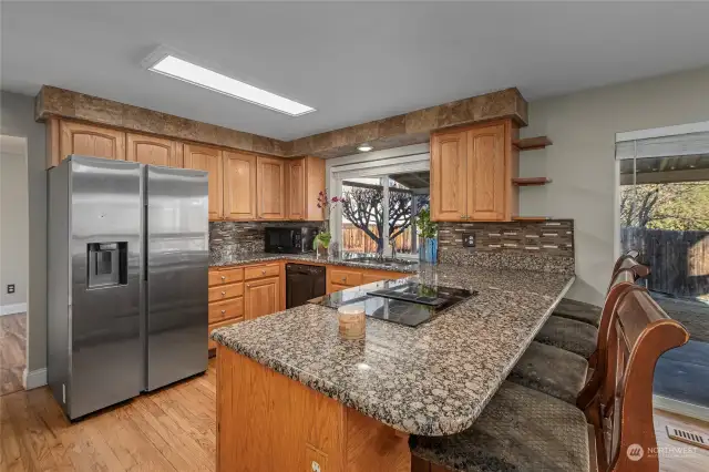 Kitchen looking towards backyard