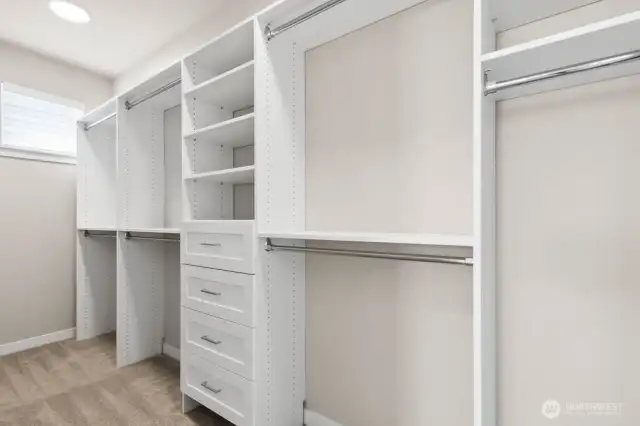 Love the closet system in primary bedroom.  This comes standard in all our homes!