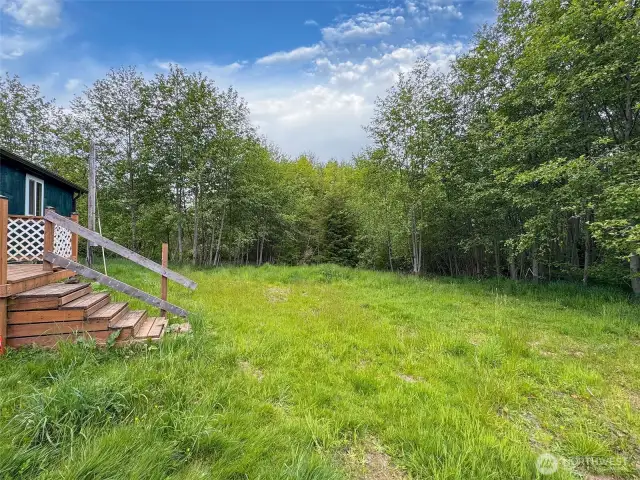 Steps to back yard from utility room.