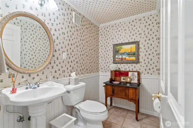 Main level powder room next to office