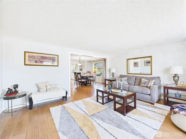 The generously sized living room is great when entertaining a crowd.
