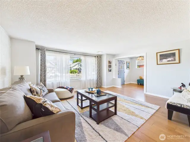 The large picture window lets in a ton of light.