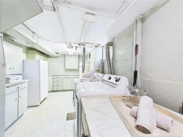 Lots of storage in the laundry/mechanical room. Washer and dryer conveys with home.