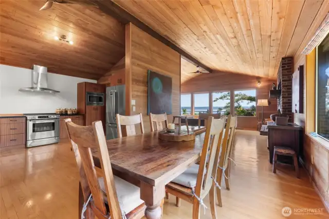 Dining area open to kitchen and living space