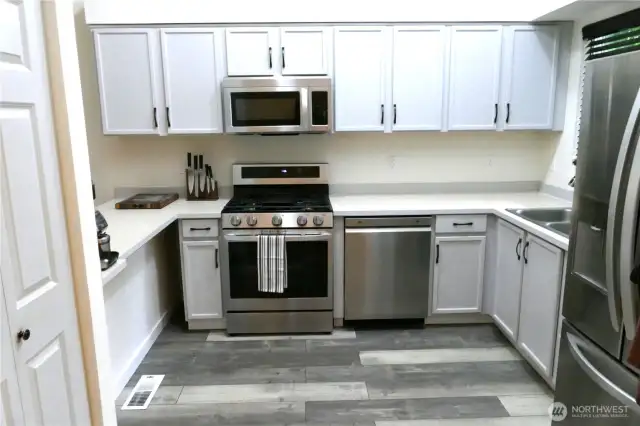 Kitchen with stainless steel appliances