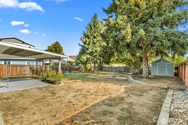 Fenced Backyard and shed