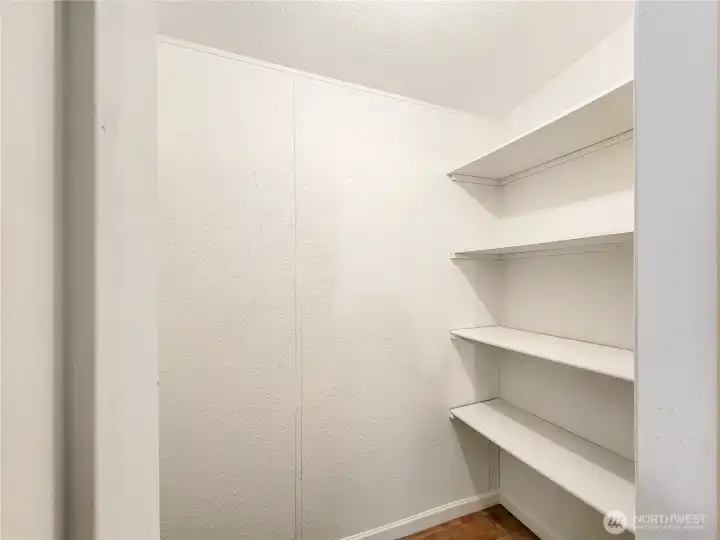 One of the two primary bedroom closets. Ample shelves for all your storage needs.