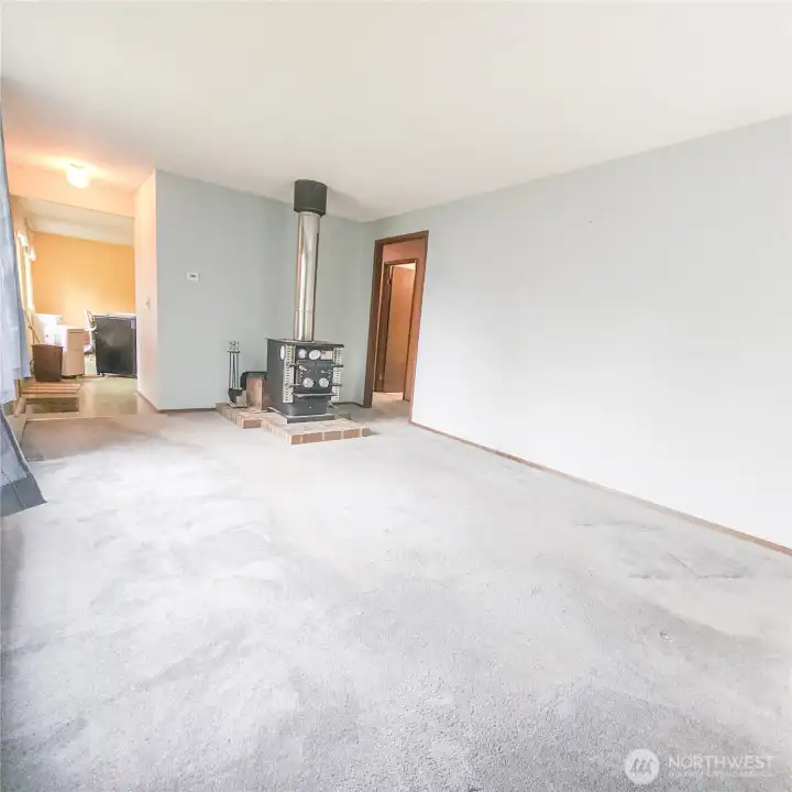 Livingroom complete with wood stove