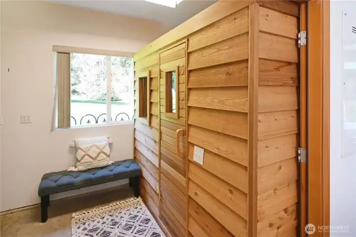Dedicated sauna space with convenient access—bring the spa experience home.