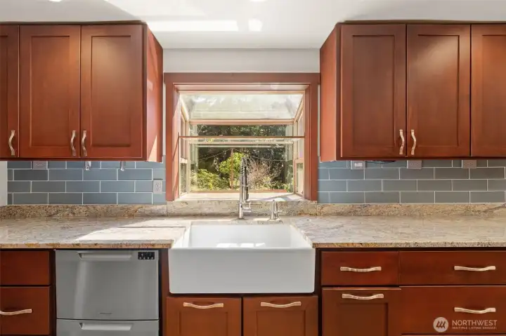 extravigant kitchen sink with garden window