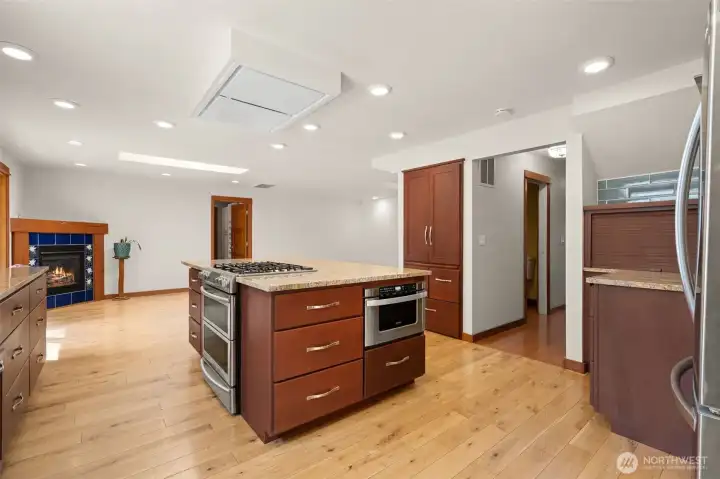 huge kitchen Island with built in microwave