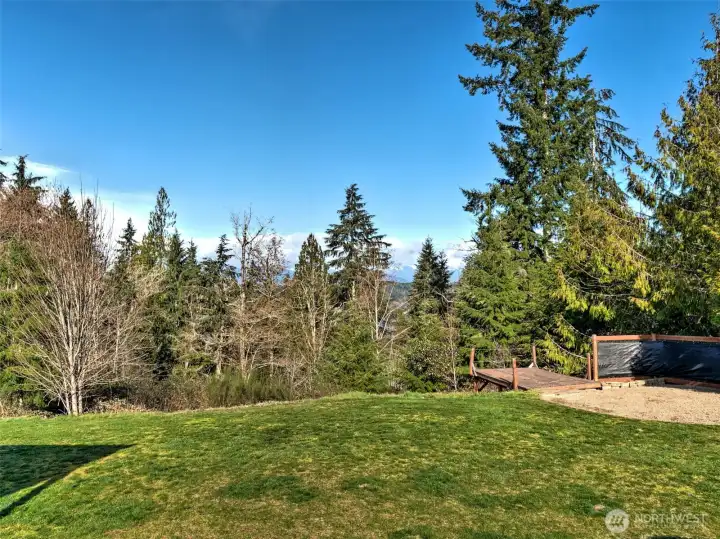 partial peaka boo view of the Hood Canal and Olympic Mtns.