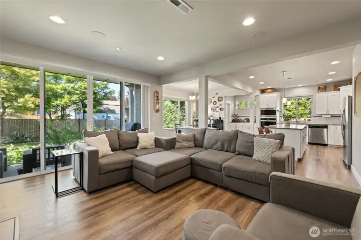 View from in front of the fireplace.