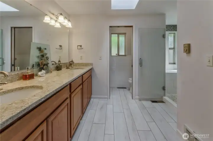 Completed renovated primary bathroom