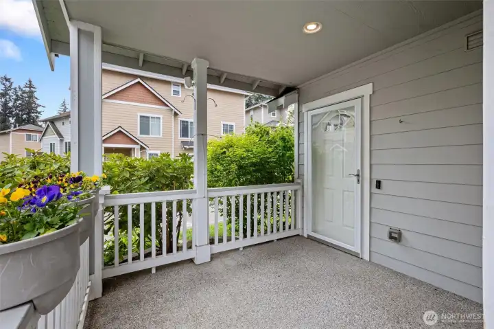 A quaint covered front porch.