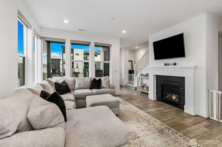 Cozy gas fireplace