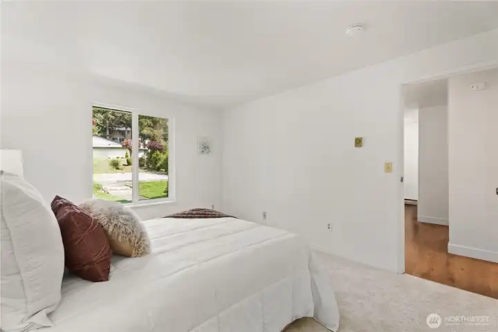 Large bedroom with a walk in closet can accommodate a King sized bed!