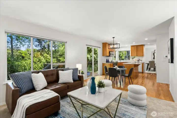 Family Room toward kitchen and back deck