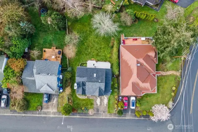 Arial view of home and neighbors.