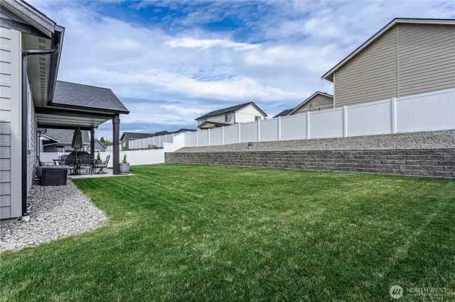 oversized and private backyard