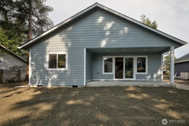 Covered patio is the perfect place to relax