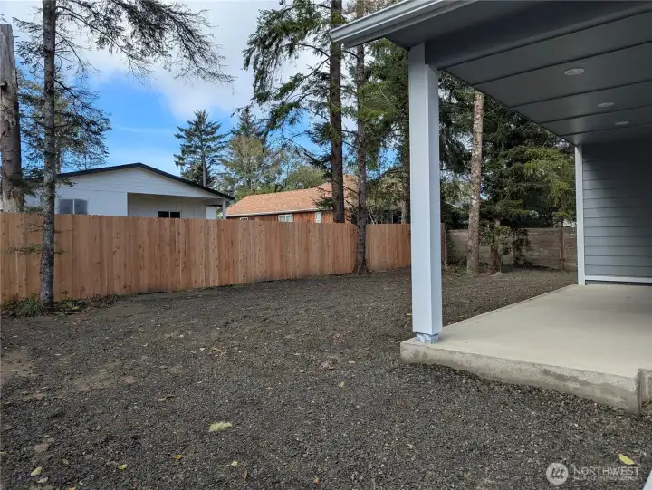 Fully fenced backyard