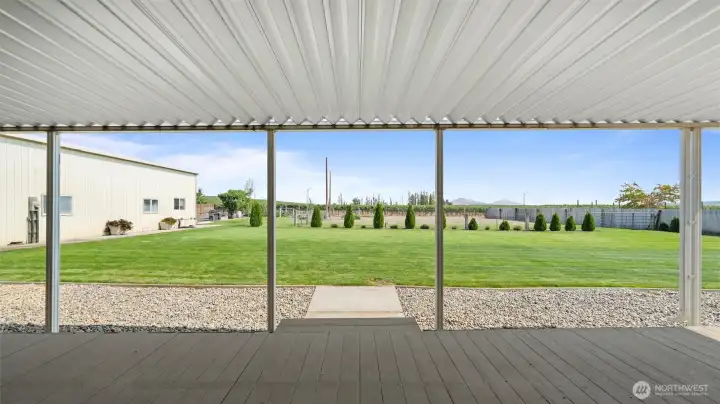 Covered patio designed for year-round outdoor living.