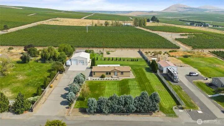 Expansive 1+ acre property framed by rolling vineyards.