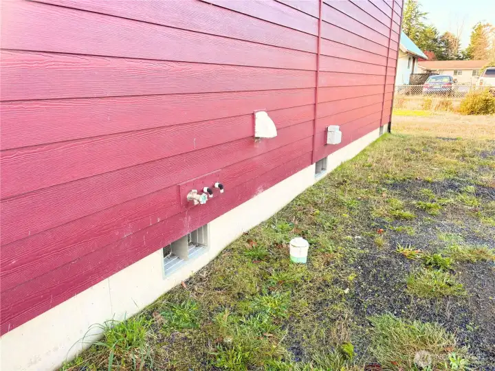 All RV hook ups are on the north side of the home.