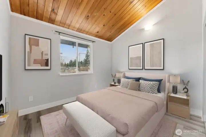 *Virtually staged- One of the bedrooms in the split-level portion of home. Beautiful cathedral ceilings in this room as well!