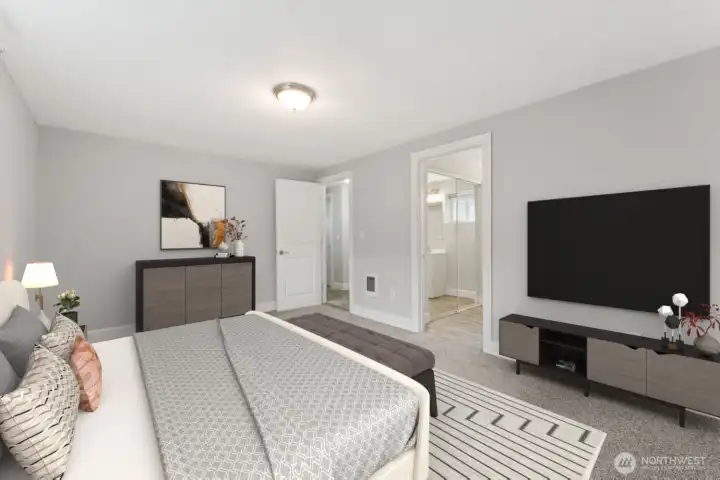 *Virtually staged- Another bedroom that's part of the split-level with bathroom. Total of 3 bedrooms and 2 bathrooms associated with split-level portion.