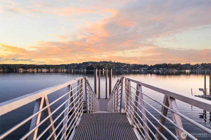 Your gateway to the Sound—a nearly new 158-ft private dock